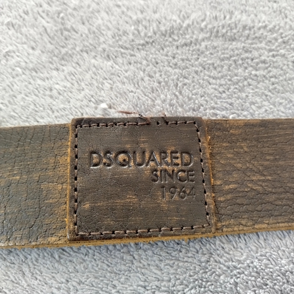 DSQUARED Classic Brown Leather Buckle Accent Details Belt Sz 34